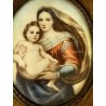 ANTICA MINIATURA MADONNA SAN SISTO BAMBINO GESU dipinto firmato CORNICE RADICA