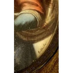 ANTICA MINIATURA MADONNA SAN SISTO BAMBINO GESU dipinto firmato CORNICE RADICA