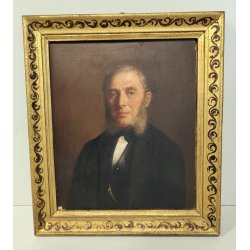 ANTICO QUADRO DIPINTO olio EPOCA 1860 G.B. Garberini RITRATTO MASCHILE NOBILUOMO