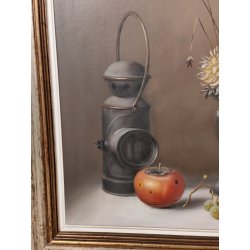 ANTICO QUADRO DIPINTO Proferio Grossi 1978 olio tavola NATURA MORTA Frutta Libri