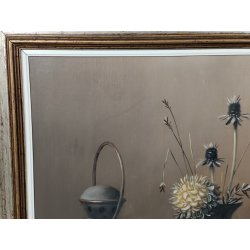 ANTICO QUADRO DIPINTO Proferio Grossi 1978 olio tavola NATURA MORTA Frutta Libri