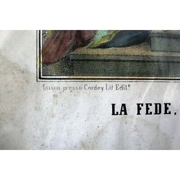 ANTICO QUADRO STAMPA INCISIONE TORINO presso Cordey LA FEDE, SPERANZA E CARITA 