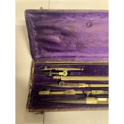 ANTICO ASTUCCIO scatola COMPASSO set strumenti precisione disegno '800