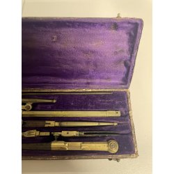 ANTICO ASTUCCIO scatola COMPASSO set strumenti precisione disegno '800
