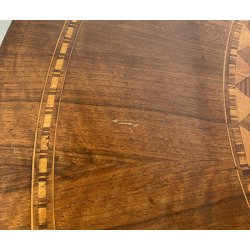 ANTICO TAVOLO ROTONDO LEGNO NOCE INTARSIATO CAVALLO EPOCA 1800/1900 EPOCA