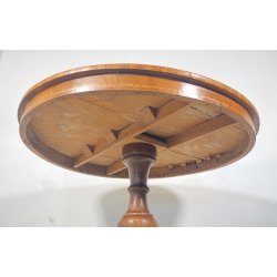 ANTICO TAVOLO ROTONDO LEGNO NOCE INTARSIATO CAVALLO EPOCA 1800/1900 EPOCA