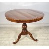 ANTICO TAVOLO ROTONDO LEGNO NOCE INTARSIATO CAVALLO EPOCA 1800/1900 EPOCA