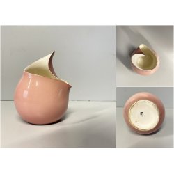 PICCOLO VASO SCULTOREO CERAMICA SMALTATA ROSA CREMA Eugenio Pattarino  11,5cm/h