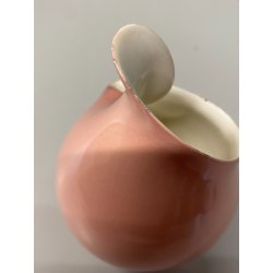 PICCOLO VASO SCULTOREO CERAMICA SMALTATA ROSA CREMA Eugenio Pattarino  11,5cm/h