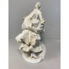 FIGURA CERAMICA Biscuit GIOVANE DONNA CARRIOLA FIRMAT H. Rock 26cm/h EPOCA '900