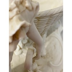 FIGURA CERAMICA Biscuit GIOVANE DONNA CARRIOLA FIRMAT H. Rock 26cm/h EPOCA '900