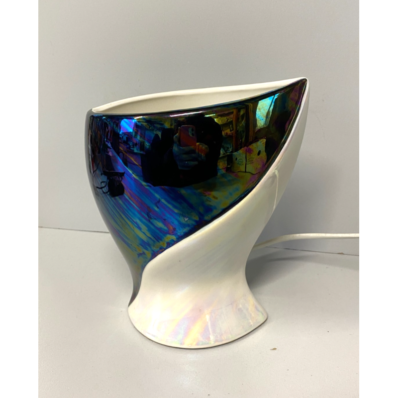 LAMPADA TAVOLO ABATJOURS CERAMICA DESIGN C. Lusso SMALTO CANGIANTE PERLATO '60