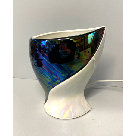 LAMPADA TAVOLO ABATJOURS CERAMICA DESIGN C. Lusso SMALTO CANGIANTE PERLATO '60