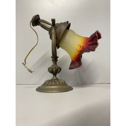 APPLIQUE LAMPADA PARETE LIBERTY FLOREALE BRONZO PARALUME  VETRO SATINATO '30