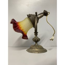 APPLIQUE LAMPADA PARETE LIBERTY FLOREALE BRONZO PARALUME  VETRO SATINATO '30