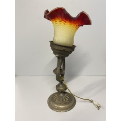 APPLIQUE LAMPADA PARETE LIBERTY FLOREALE BRONZO PARALUME  VETRO SATINATO '30