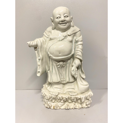 ANTICA STATUA PORCELLANA  Budai BUDDHA SORRIDENTE BUDDA CHE RIDE 29 cm/h '900