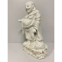ANTICA STATUA PORCELLANA  Budai BUDDHA SORRIDENTE BUDDA CHE RIDE 29 cm/h '900