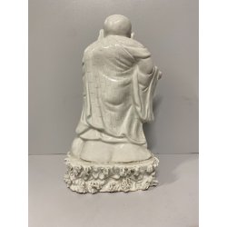 ANTICA STATUA PORCELLANA  Budai BUDDHA SORRIDENTE BUDDA CHE RIDE 29 cm/h '900