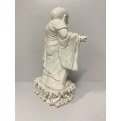 ANTICA STATUA PORCELLANA  Budai BUDDHA SORRIDENTE BUDDA CHE RIDE 29 cm/h '900