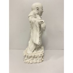 ANTICA STATUA PORCELLANA  Budai BUDDHA SORRIDENTE BUDDA CHE RIDE 29 cm/h '900