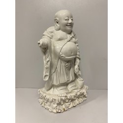 ANTICA STATUA PORCELLANA  Budai BUDDHA SORRIDENTE BUDDA CHE RIDE 29 cm/h '900