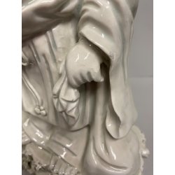 ANTICA STATUA PORCELLANA  Budai BUDDHA SORRIDENTE BUDDA CHE RIDE 29 cm/h '900