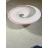 GRANDE PIATTO VETRO MURANO MURRINA LATTIMIO SPIRALE ROSA GRIGIO ø 64 x 21,5 cm/h