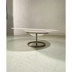 GRANDE PIATTO VETRO MURANO MURRINA LATTIMIO SPIRALE ROSA GRIGIO ø 64 x 21,5 cm/h