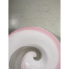 GRANDE PIATTO VETRO MURANO MURRINA LATTIMIO SPIRALE ROSA GRIGIO ø 64 x 21,5 cm/h