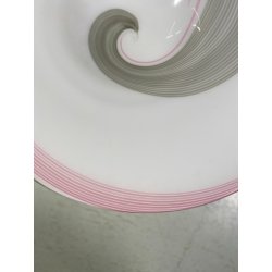 GRANDE PIATTO VETRO MURANO MURRINA LATTIMIO SPIRALE ROSA GRIGIO ø 64 x 21,5 cm/h