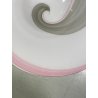 GRANDE PIATTO VETRO MURANO MURRINA LATTIMIO SPIRALE ROSA GRIGIO ø 64 x 21,5 cm/h