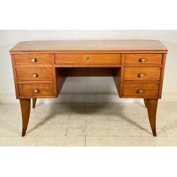 SCRIVANIA DA CENTRO DESIGN SCRITTOIO ANNI 60 VINTAGE LEGNO 7 CASSETTI OLD