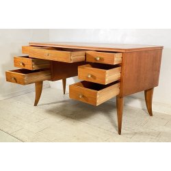 SCRIVANIA DA CENTRO DESIGN SCRITTOIO ANNI 60 VINTAGE LEGNO 7 CASSETTI OLD