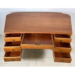 SCRIVANIA DA CENTRO DESIGN SCRITTOIO ANNI 60 VINTAGE LEGNO 7 CASSETTI OLD