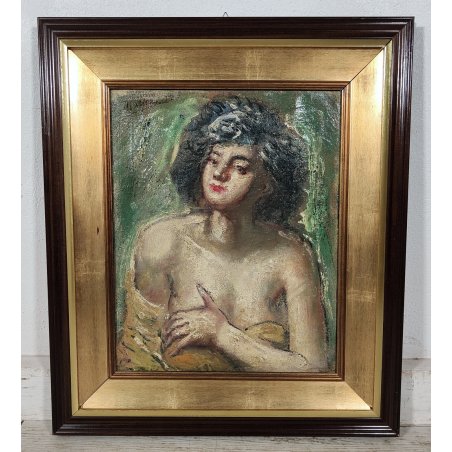 ANTICO QUADRO DIPINTO Arnaldo Carpanetti EPOCA 900 olio tela RITRATTO NUDO DONNA