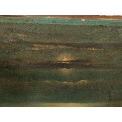 ANTICO QUADRO olio tela FIRMA Monogramma 1900 MARINA NOTTURNO PESCATORI BARCA