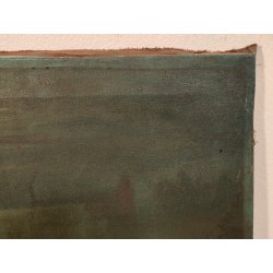 ANTICO QUADRO olio tela FIRMA Monogramma 1900 MARINA NOTTURNO PESCATORI BARCA