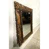 PICCOLA SPECCHIERA CORNICE LEGNO SCOLPITA FOGLIE VOLUTE DORATA STILE BAROCCO 900