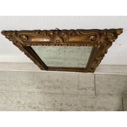 PICCOLA SPECCHIERA CORNICE LEGNO SCOLPITA FOGLIE VOLUTE DORATA STILE BAROCCO 900