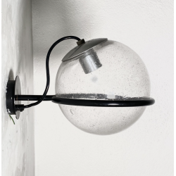 LAMPADA PARETE  237 DESIGN Gino Sarfatti ARTELUCE METALLO NERO VETRO BULLICANTE