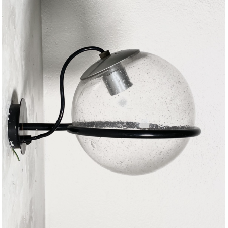 LAMPADA PARETE  237 DESIGN Gino Sarfatti ARTELUCE METALLO NERO VETRO BULLICANTE