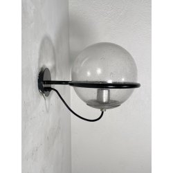 LAMPADA PARETE  237 DESIGN Gino Sarfatti ARTELUCE METALLO NERO VETRO BULLICANTE