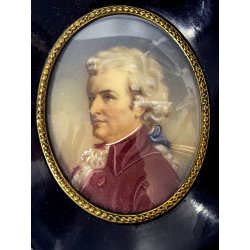 ANTICA MINIATURA ritratto NOBILE UOMO dipinto CORNICE LEGNO EBANIZZATO georgiano