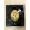 ANTICA MINIATURA ritratto NOBILE DONNA dipinto CORNICE LEGNO EBANIZZATO firmato