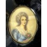 ANTICA MINIATURA ritratto NOBILE DONNA dipinto CORNICE LEGNO EBANIZZATO firmato