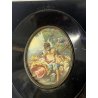 ANTICA MINIATURA ritratto AMANTI dipinto CORNICE LEGNO EBANIZZATO firmato