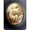 ANTICA MINIATURA ritratto FANCIULLA SCENA BUCOLICA dipinto CORNICE EBANIZZATa