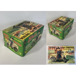 GIOCO LATTA VINTAGE TIN TN TOYS NOMURA Police Patrol Auto Tricycle JAPAN '50/60