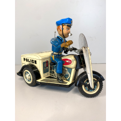 GIOCO LATTA VINTAGE TIN TN TOYS NOMURA Police Patrol Auto Tricycle JAPAN '50/60